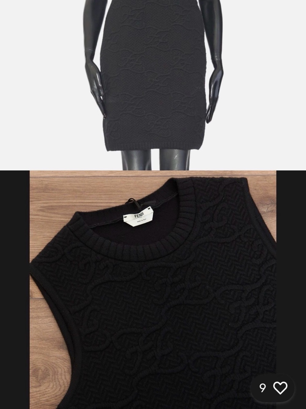 Fendi Black Cable-Knit Sleeveless Dress